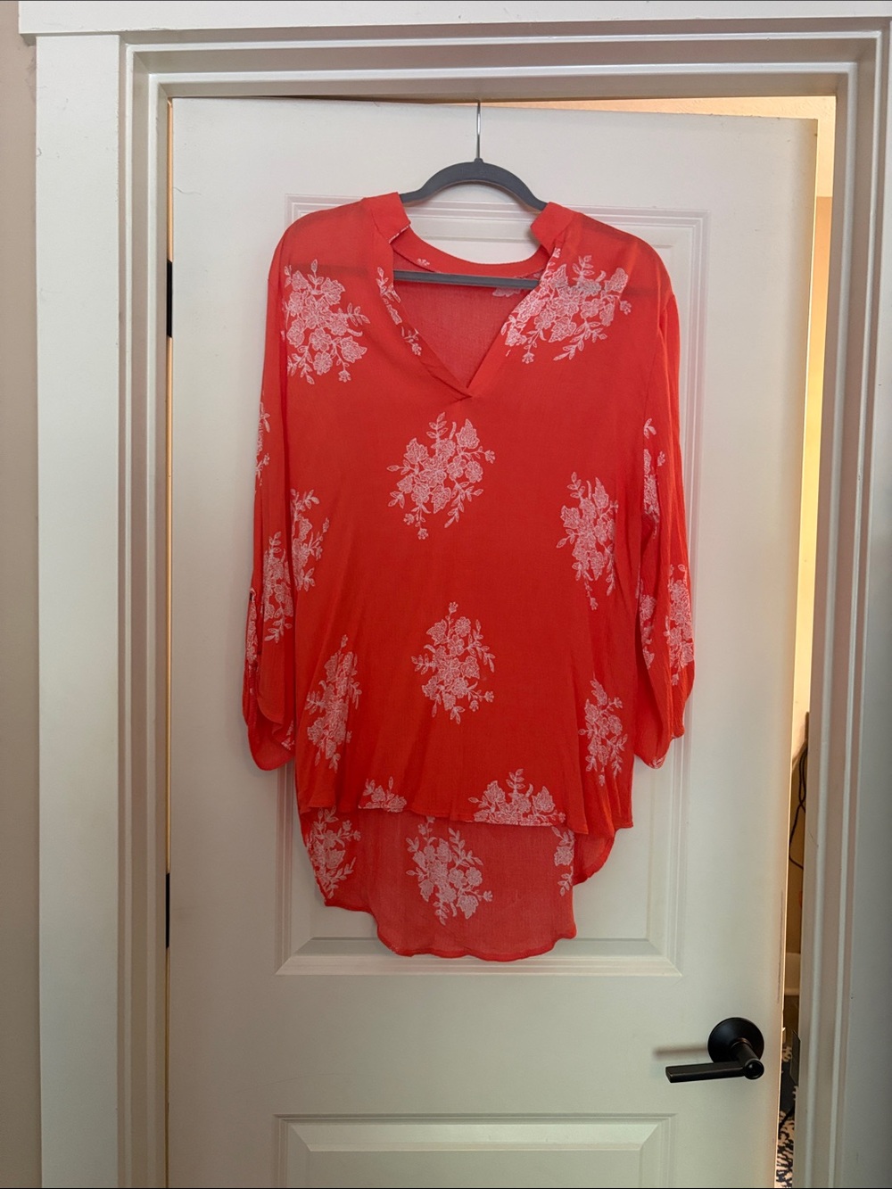 Women's Coral Floral V-Neck Blouse